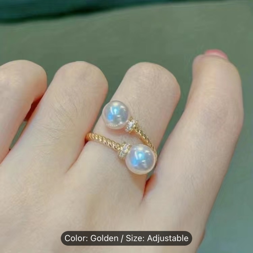 Trendy twisted 18 kt gold plated pearl ring for birthday gift‎ or Anniversary